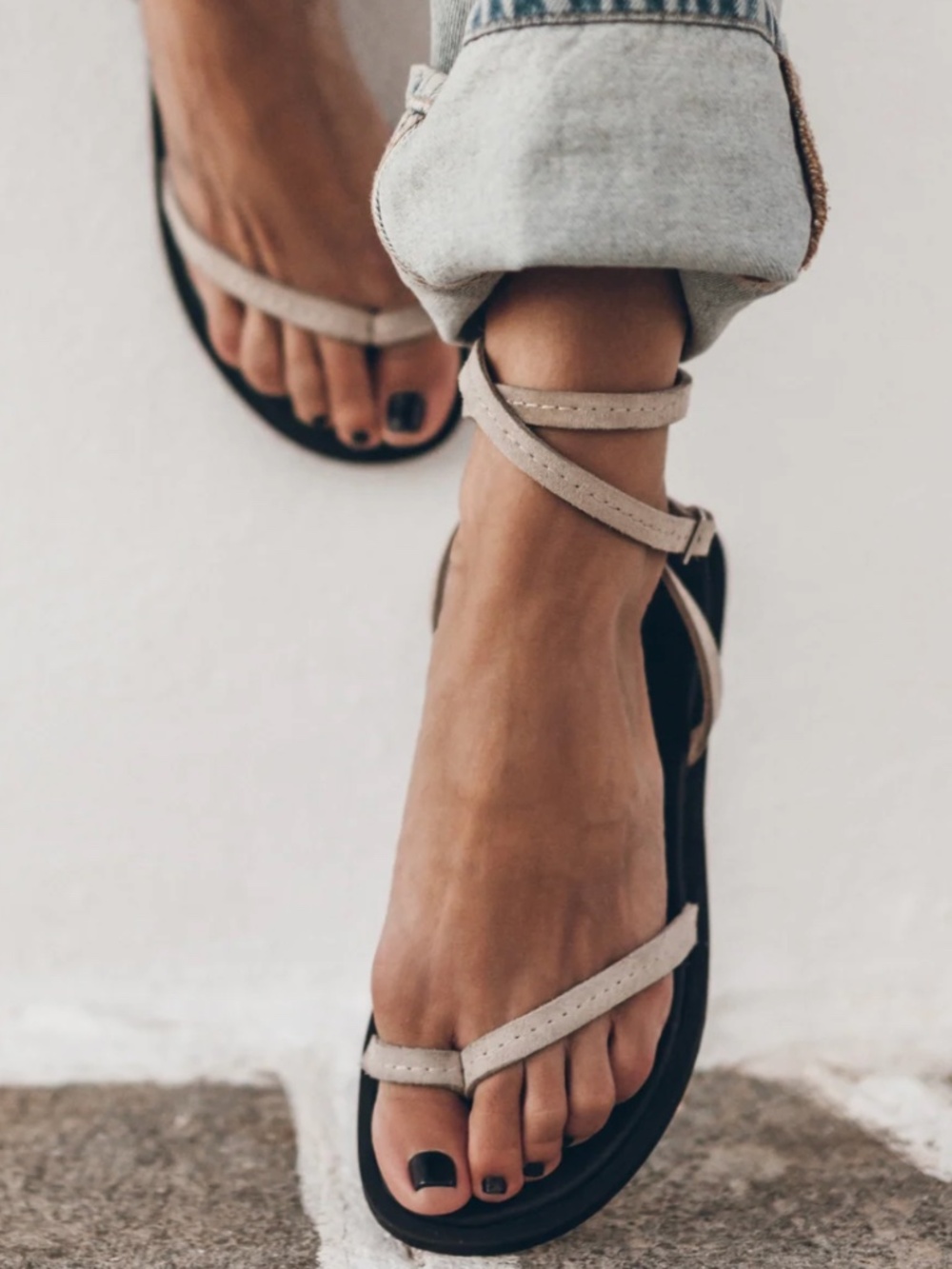 Mituka Beige Thin Suede Sandals, 42, New in box